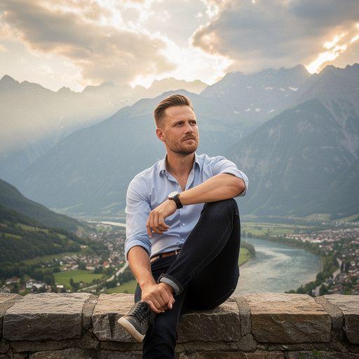 Szczęśliwa para stojąca przed zabytkowym budynkiem.